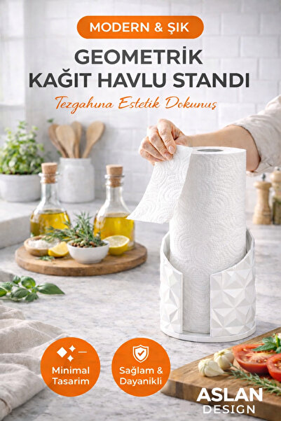 StudioAslanDesign Geometric Paper Towel Stand |   Kitchen Countertop Organize...