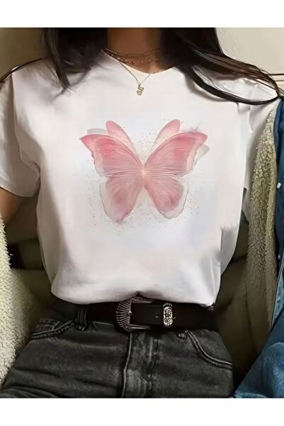 Gisha Women's Butterfly Printed Cotton T-Shirt