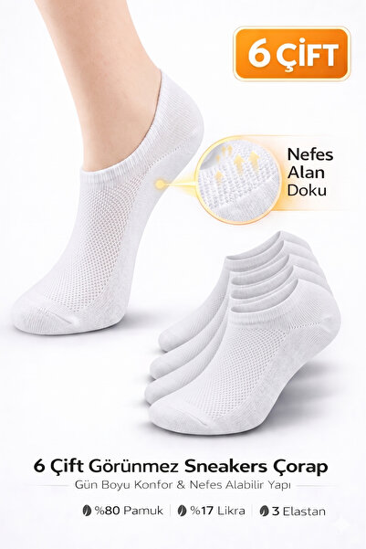 WORTHY SOCKS 6'lı Unisex Pamuklu Yıkamalı Nefes Alan Sneakers Görünmez Çorap ...