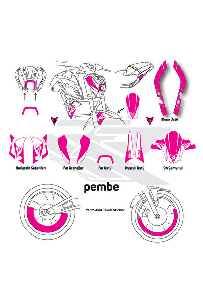 RR Graphic YAMAHA V3 STİCKER SET VE YARIM JANT ŞERİDİ