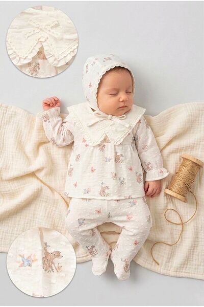 YUKOBABY Bebek Minik Orman Rüyası Yenidoğan %100 Pamuklu 3'lü Çift Katlı Müsl...