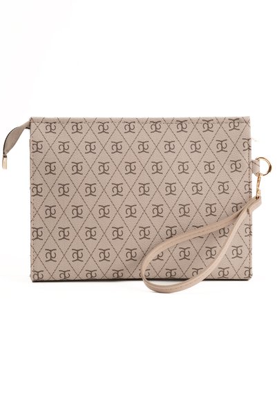 macsoo Women's Portfolio Handbag with Wrist Strap Stylish Portfolio Clutch Bag Light Mink