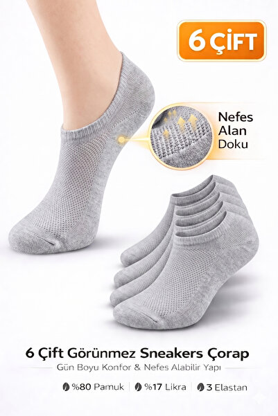 WORTHY SOCKS 6'lı Unisex Pamuklu Yıkamalı Nefes Alan Sneakers Görünmez Çorap ...