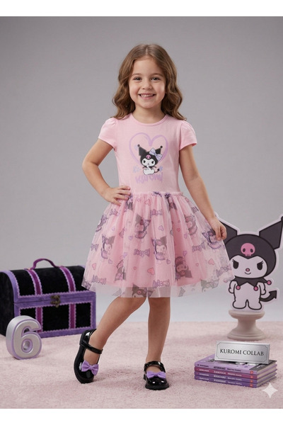 Neva Baby Boutique فستان توتو من التول بأكمام قصيرة مطبوع عليه قلب كورومي بال...