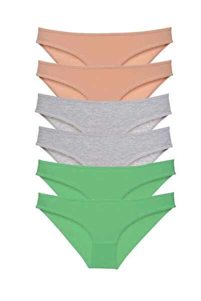 DYZSTAR 6-Piece Super Set Stretch Fabric Women's Slip Panties Skin Gray Green