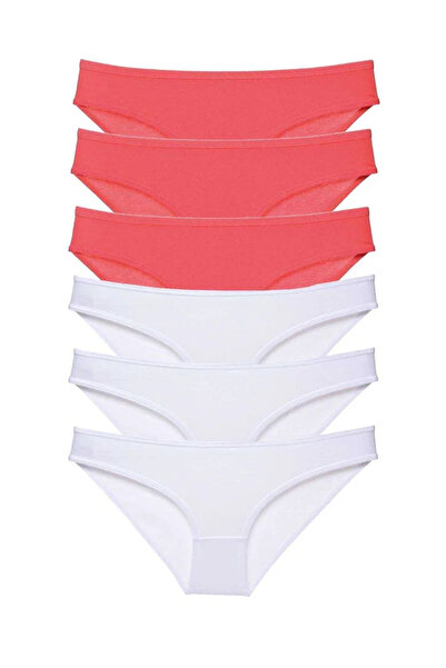Mestore 6 Pieces Eco Set Lycra Women's Slip Panties Fuchsia White