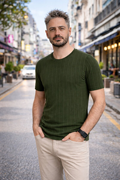Modayakamoz Tricou pentru bărbați, slim fit, din tricotaj, cu decolteu rotund...