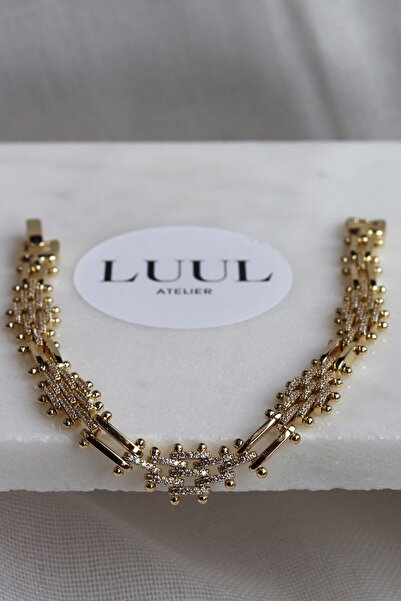 LUUL ATELIER XUPING Tasarım Özel Seri Zirkon Taş 14K Gold Çelik Bileklik