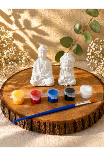 EnSuArt Buda Buddha 2'li Biblo Boyama Seti, 5 Renk Akrilik Boya & Fırça Dahil...