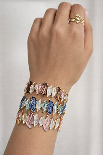Arthesia Jewelry سوار مطاطي ملون على شكل أوراق الشجر