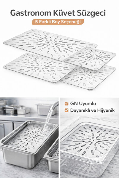 İstanbul Horeca مصفاة حوض غاسترونوم 32 × 26 سم، مصفاة مثقوبة متوافقة مع GN، 5...