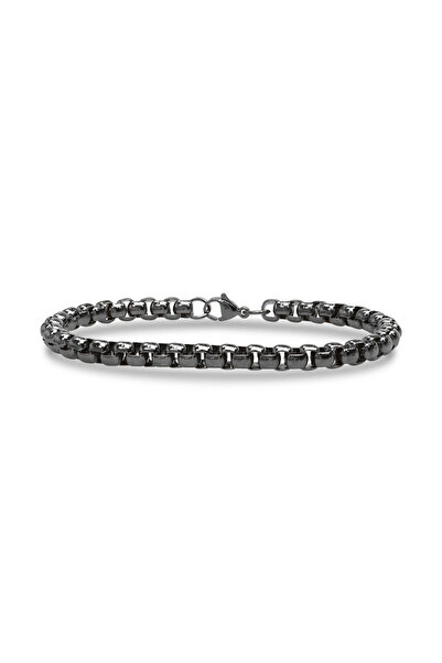 AKSESUARIM Round Albanian Cut Steel Chain Men's Bracelet – 6mm Stylish Design