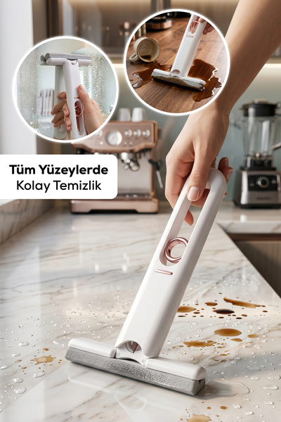 Vienev Pratik Mini Masaüstü Temizleme Mopu | Kendinden Sıkmalı Süngerli Cam v...