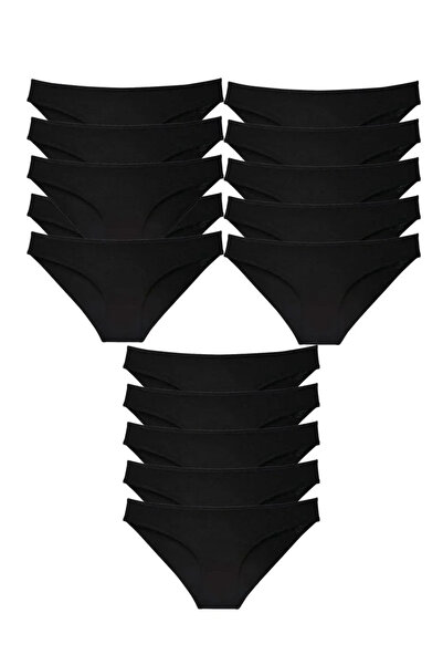 MODANI SEÇ 15 Pieces Super Eco Set Lycra Women's Slip Panties Black