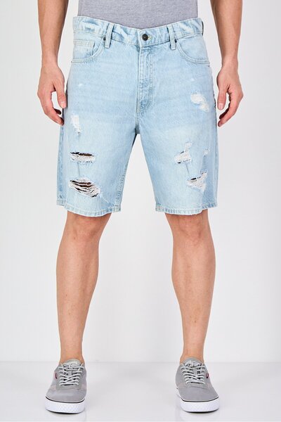 CELIO شورت جينز ممزق للرجال، أزرق فاتح