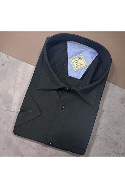 EREN STYLE Λινό κλασικό πουκάμισο από 100% βαμβάκι με κοντά μανίκια και αντιι...