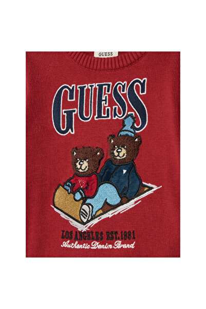 Guess Set complet pentru băieți: pulover și pantaloni, roșu și bleumarin, mat...