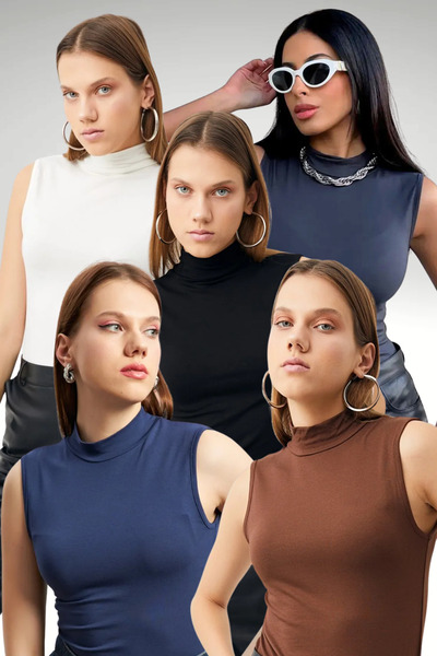 Bipantolon Γυναικείο Σετ 5 τεμαχίων Οικονομικές Αμάνικες Μπλούζες Μαύρο Λευκό...