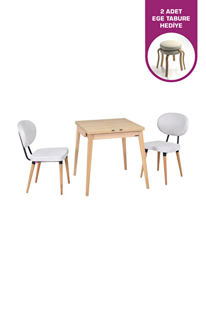 VİLİNZE Akdeniz Sandalye Avanos Ahşap MDF Mutfak Masası Takımı - 70x140 cm