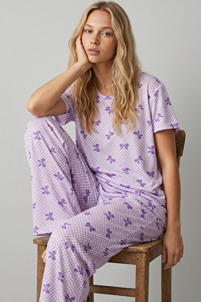 Siyah İnci ΛΙΛΑ Καρό Φιόγκος με σχέδιο, Λεπτό Μαλακό Πλεκτό Εποχιακό Σετ Πιτζ...