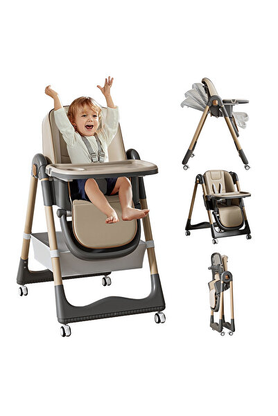 BYBEO Baby High Chair, Foldable Children Dining Chairs for Eating With Wheels...