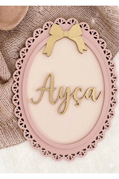 Runc Design Kişiye Özel İsimli Ahşap Bebek Odası Kapı Süsü - Bebek Odası Deko...
