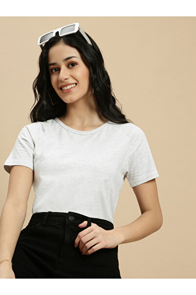 ECOLORE By Styli White Solid Raglan Sleeve Top