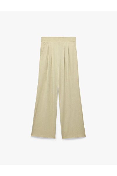 Koton Παντελόνι Palazzo με φαρδιά μπατζάκια, με υφή από ύφασμα Bürümcük, τσέπ...