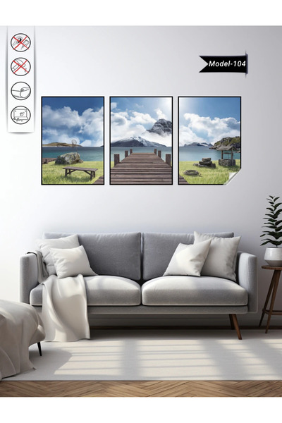 Akıllı Kağıt Statik Tutunma Özellikli Tablo - Poster Manzara (Model- 104)