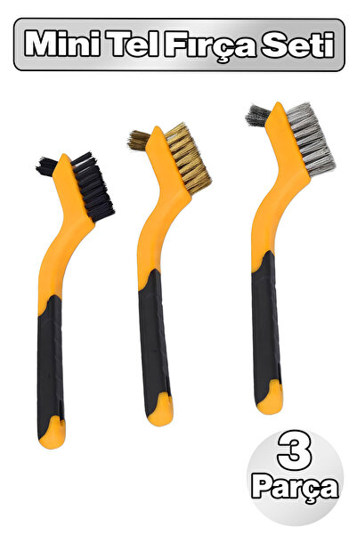 Badem10 Mini Tel Fırça Seti 3 Parça 180 MM Tepeli Metal Pas Boya Çok Amaçlı T...