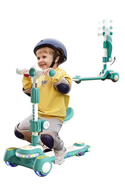 Ma Baby Kick Scooter for kids 3 in 1 with Adjustable Seat and Flashing Wheels...