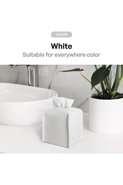 Arabest Modern PU Leather Square Tissue Box Cover,Decorative Holder for Bathr...