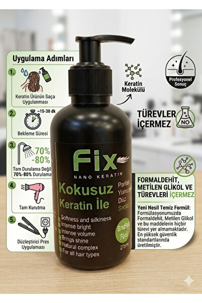 Fix Nano Keratin Kokusuz Dumansız Formaldehitsiz Düzleştirici Etki