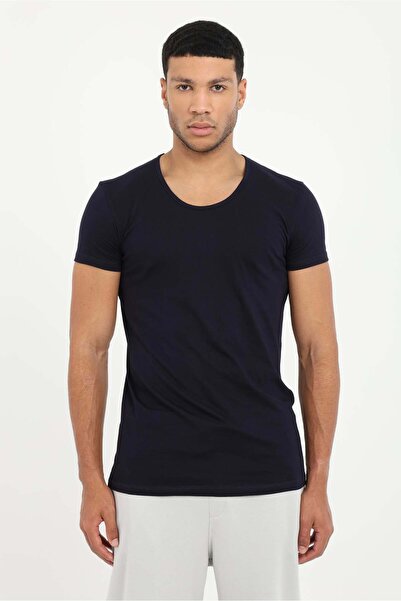 Dufy Black O-Neck Men's Undershirt 100% Cotton