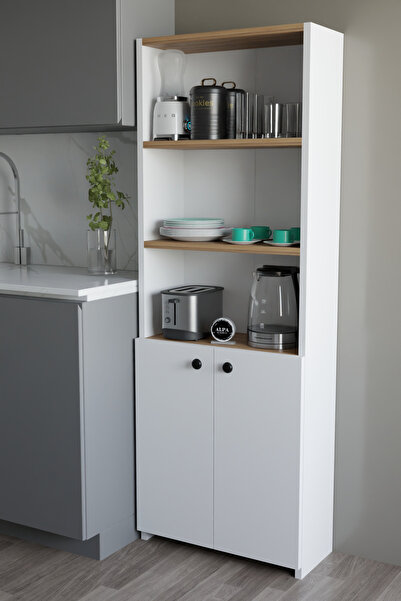 alpaevmobilya Kapaklı Çok Amaçlı Mutfak Dolabı 150x50x22 cm - Raflı Erzak Dol...