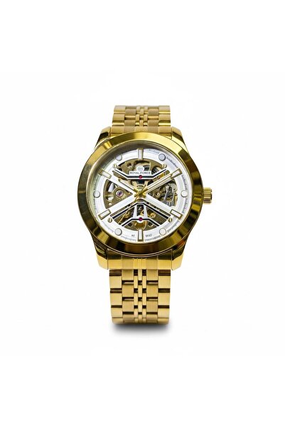 royal force Veltrix Skeleton Automatic Watch for Men Stainless Steel Gold & S...