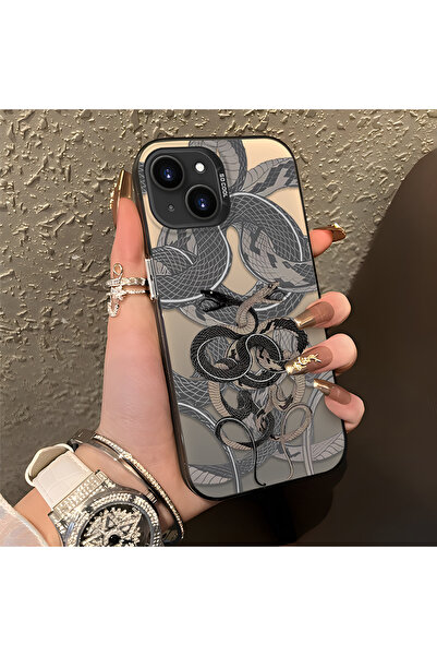 SLIMFELT iPhone 13/14 Uyumlu Yüksek Kaliteli Yılan Desenli Kılıf, Şık ve Mode...