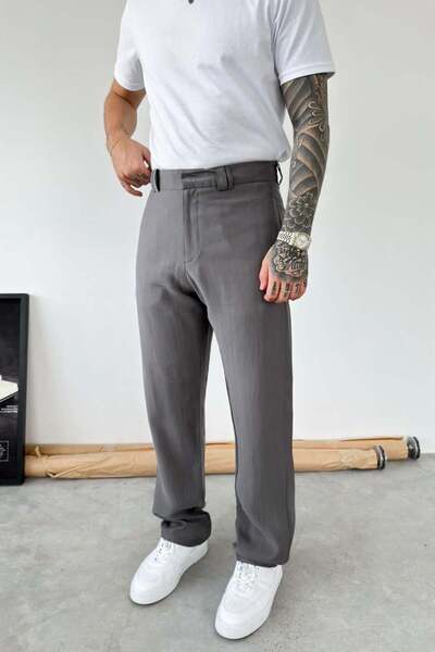 HAFKAGİYİM Široke pantalone od antracit modalne tkanine