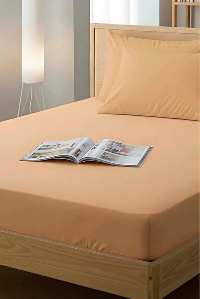 Rivaİstanbul Ανοιχτό πορτοκαλί βαμβακερό ελαστικό σεντόνι διπλό 160x200