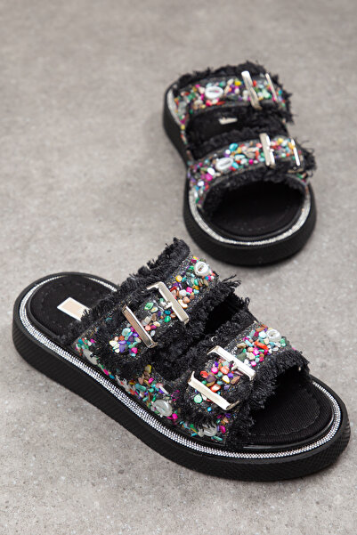 Mc vay Shoes Παντόφλες με φούντες από φυσική πέτρα με διπλή πόρπη