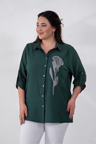 Roxxlen Πουκάμισο με λεπτομέρεια από πέτρα μεγάλου μεγέθους