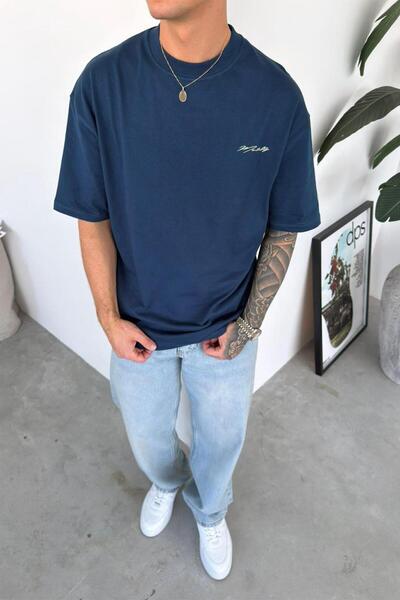 HAFKAGİYİM Μπλουζάκι με στάμπα Indigo Culture σε μεγάλο μέγεθος