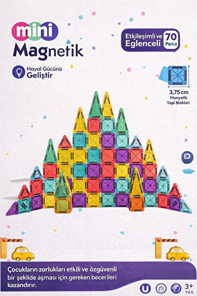 Toyaş Mini Manyetik Yapı Blokları - Çocuklar İçin 3 Boyutlu Renkli Mıknatıslı...