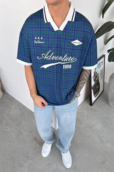 HAFKAGİYİM Μπλουζάκι με γιακά πόλο σε σκούρο μπλε με σχέδιο Adventure και καρό