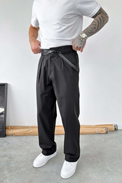 HAFKAGİYİM Παντελόνι παρκά με μαύρη ζώνη και πολύ φαρδιά γραμμή