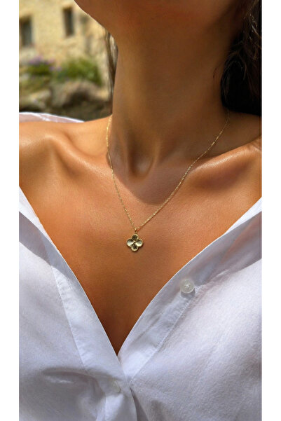 ADENNA JEWELRY 14K Altın Kaplama Renginde Dört Yapraklı Kolye