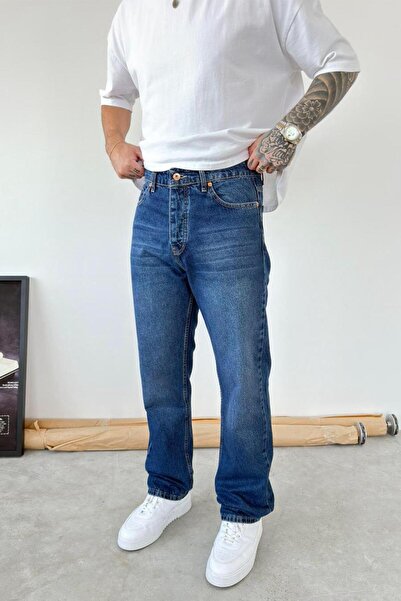 HAFKAGİYİM Μπλε μαλακό ντεγκραντέ φαρδύ παντελόνι