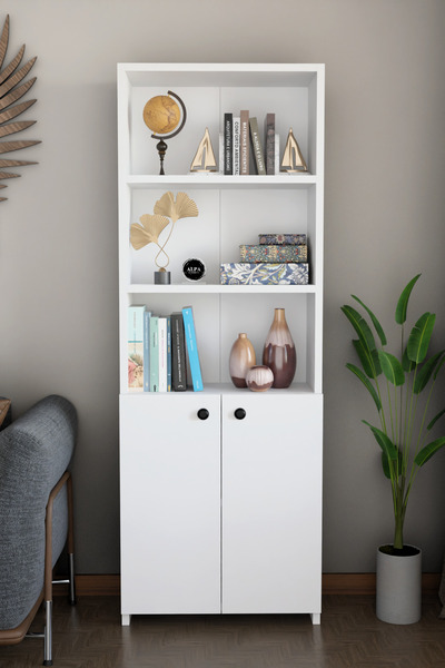 alpaevmobilya Kapaklı Çok Amaçlı Salon Dolabı 150x50x22 cm Raflı Kitaplık Dek...