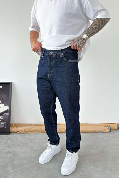 HAFKAGİYİM Pantaloni boyfriend albastru închis cu cusături inversate