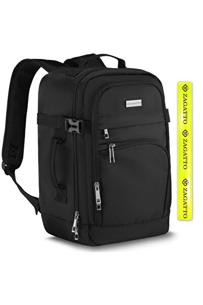 zagatto Σακίδιο πλάτης για αεροπορικά ταξίδια, μαύρο, χειραποσκευή 40×30×20 ε...